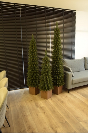 Świerk Zakopiański SLIM Zielony w Kwadratowej Donicy - Kolor DREWNO - 5 rozmiarów